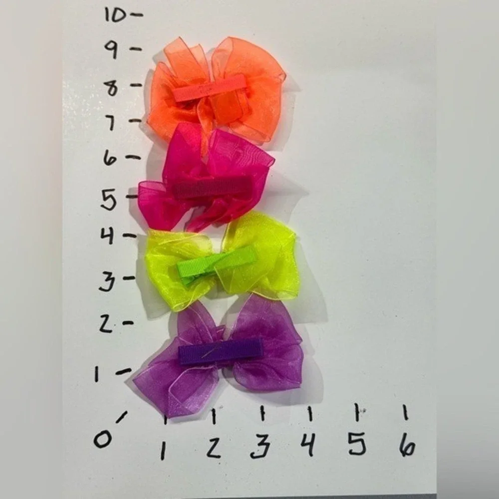NEW Hair Accessories set of 4 girls hair bows neon colors‎